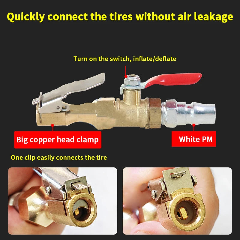 Lock-On Tire Inflator Chuck Nozzle | Air Compressor Adapter
