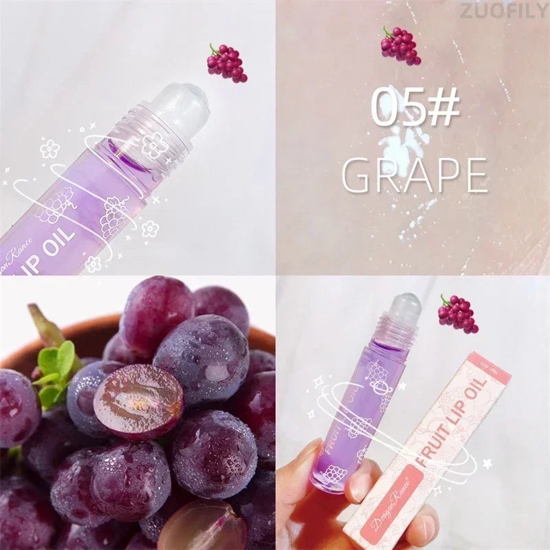 6 Colors Fruit Essence Lip Balm Roll-on Lip Oil Moisturizing Mirror Lipstick Transparent Hydrating Lip Gloss Long-Lasting Shine Zpaxo 05