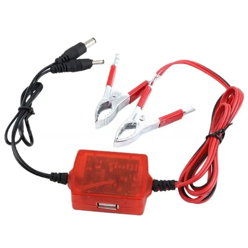 USB Battery Charger Adapter – Crocodile Clips 12-24V Multi-Port