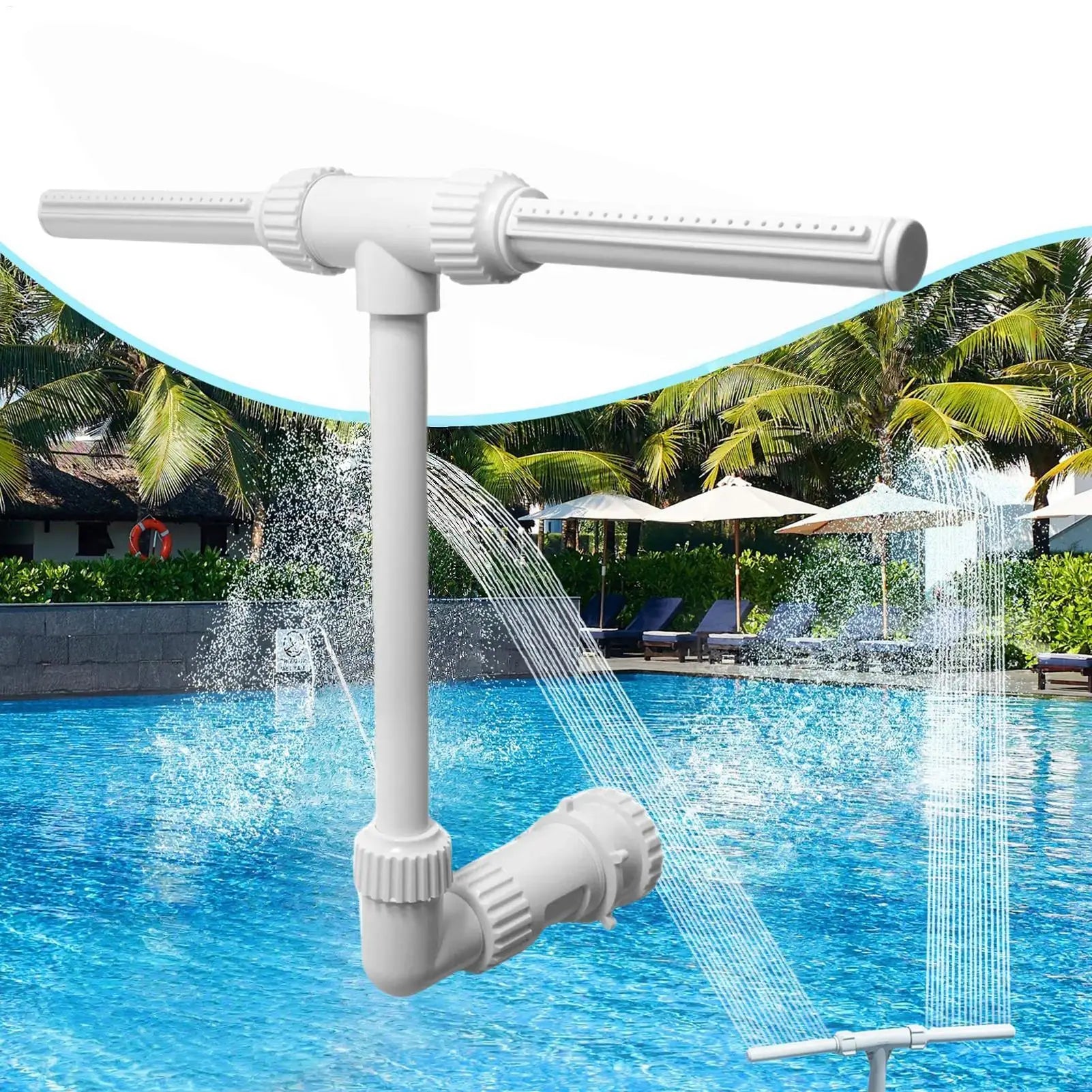 Waterfall Swimming Pool Fountain Double Spray Adjustable Cooling