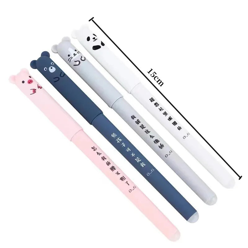12pcs Animals Panda Erasable Gel Pen 0.5mm Blue Black Erasable Pen Refills Rods Washable Handle School Supplies Stationery Zpaxo