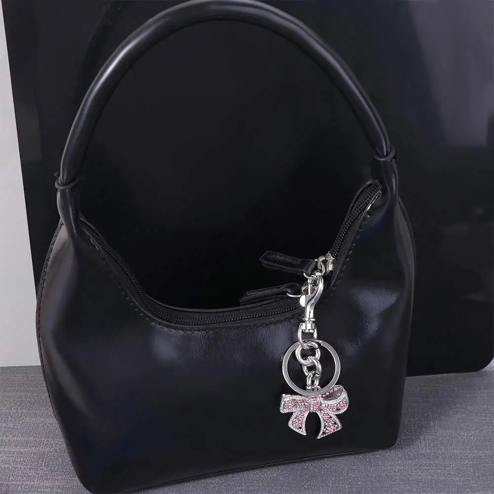 Alloy Rhinestone Bowknot Keychains Phone Chain Jewelry Sparkling Bow Bag Charm Ins Backpack Hanging Bow Car Keyrings Zpaxo