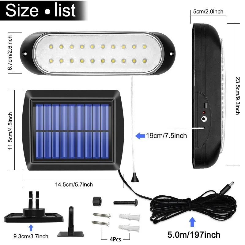 Solar Energy Garden Wall Lamps Indoor Split Pull-wire 5m Cable Light Zpaxo