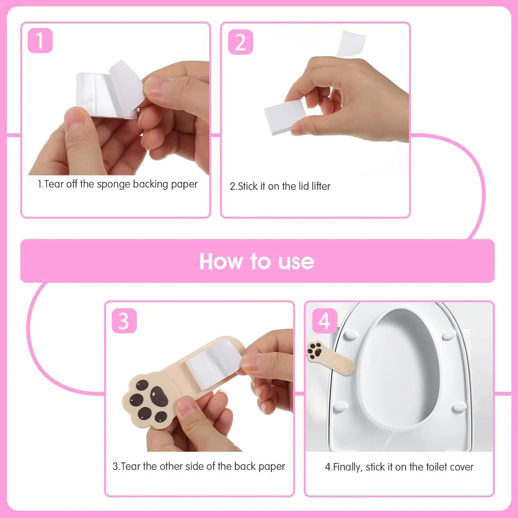 No-Touch Toilet Seat Lid Lifter – Self-Adhesive Handle 2/4 Pack