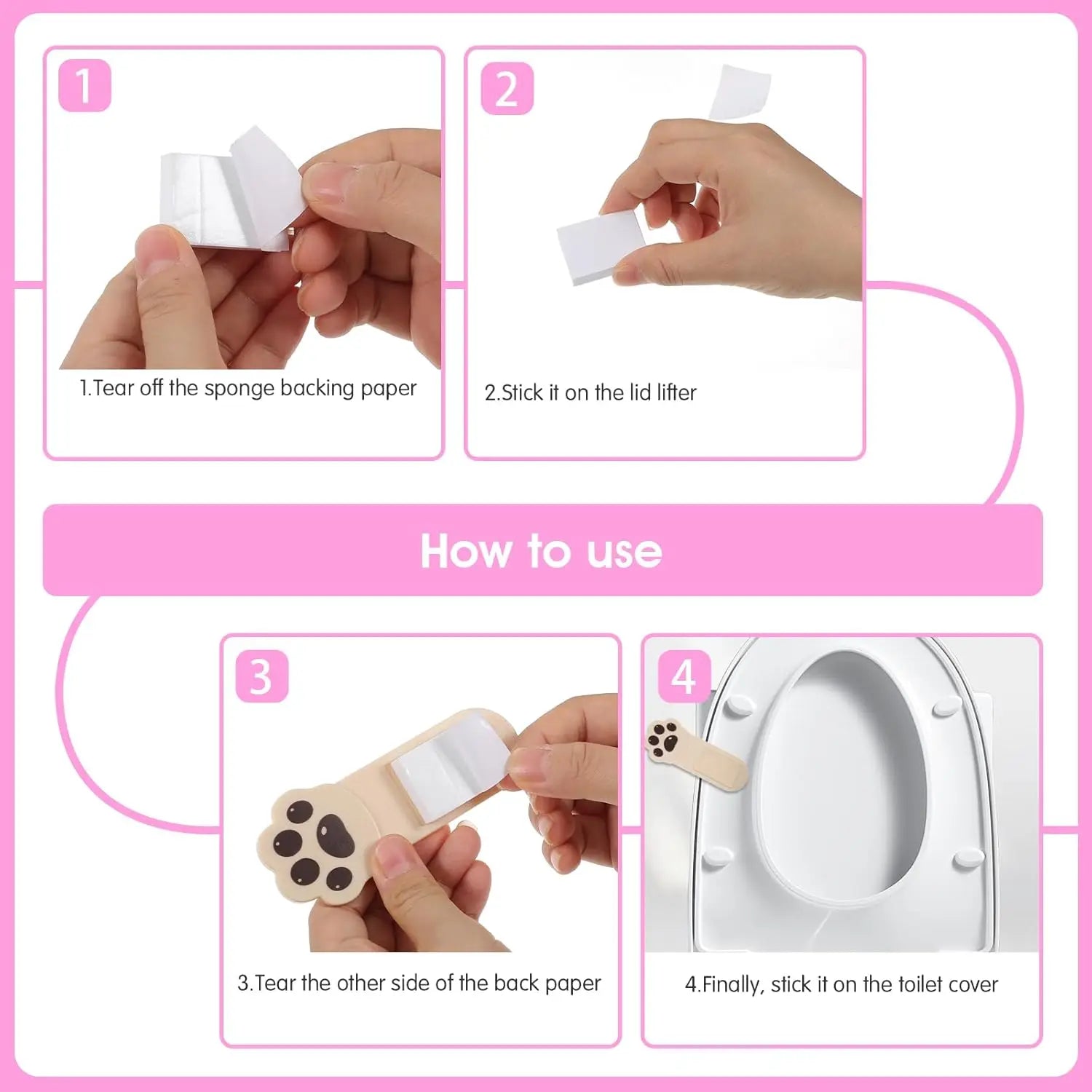 No-Touch Toilet Seat Lid Lifter – Self-Adhesive Handle 2/4 Pack