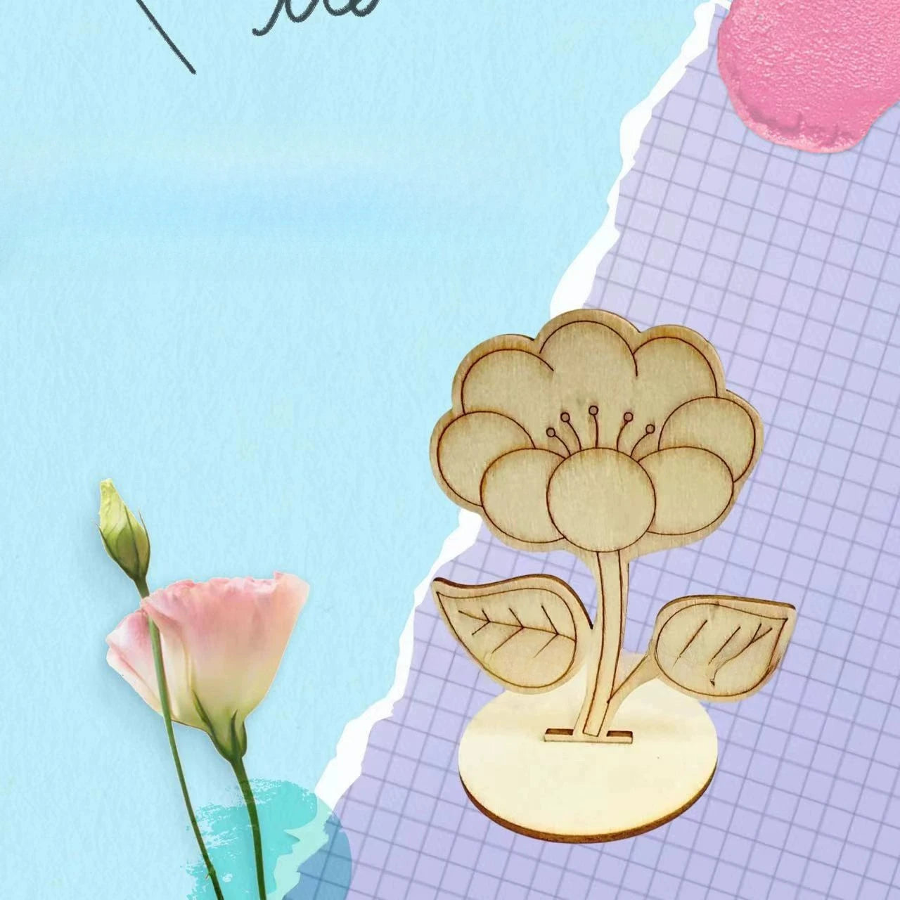 6Pcs/Set Rose/Lily/Sunflower Wooden Ornament Wood DIY Painting Crafts For Spring Happy Easter Party Table Decoration Supply Zpaxo 1pcs
