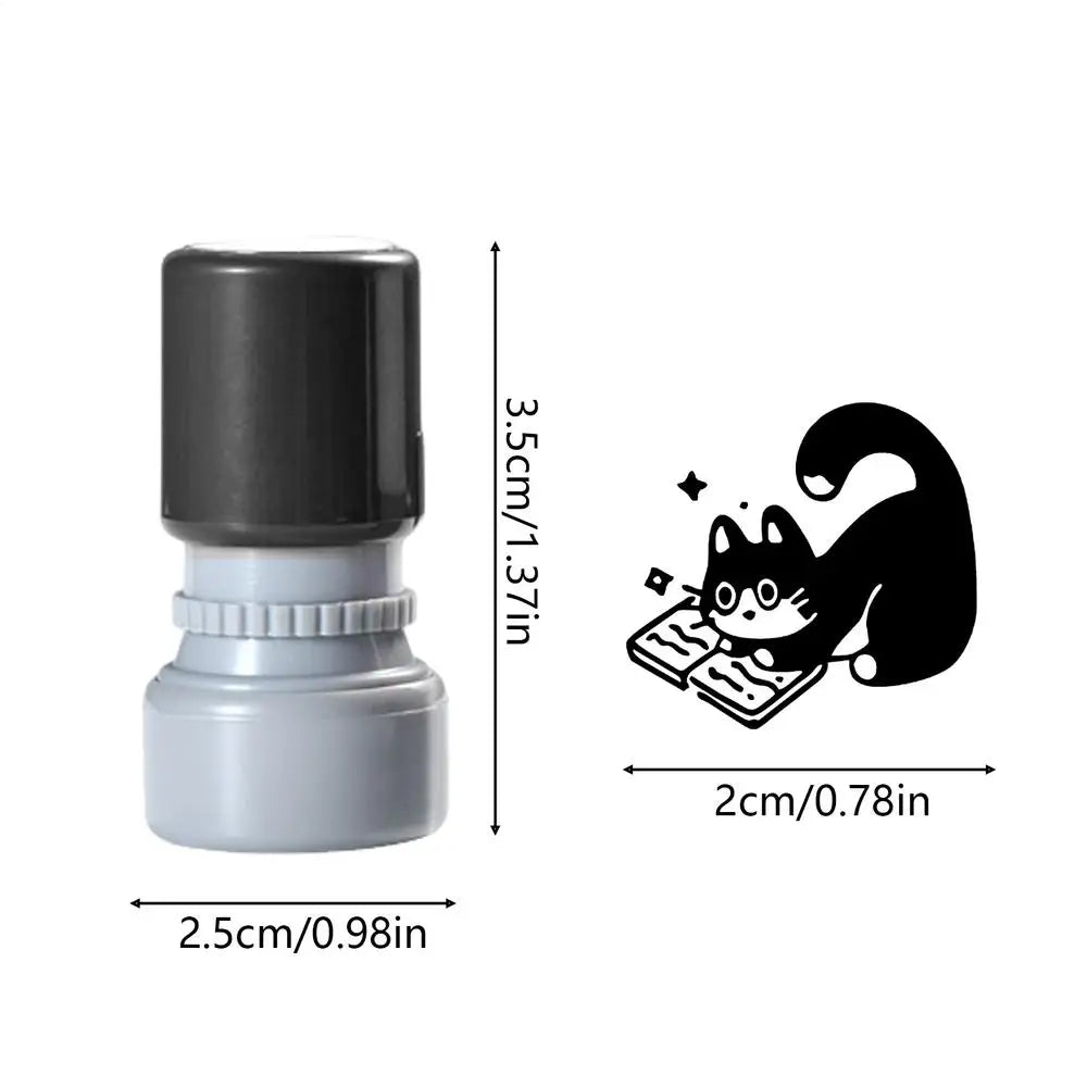 Cat Stamp Black Inkpad Shape Print Cute Craft Supplies Mini Journal