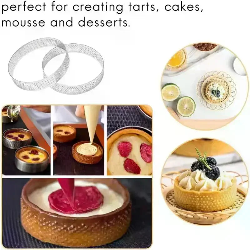5/6/7/8CM Classic 304 Stainless Steel Mousse Ring Cake Mold With Hole Tart Bottom Tower Fruit Pie Quiches Baking Tool Zpaxo
