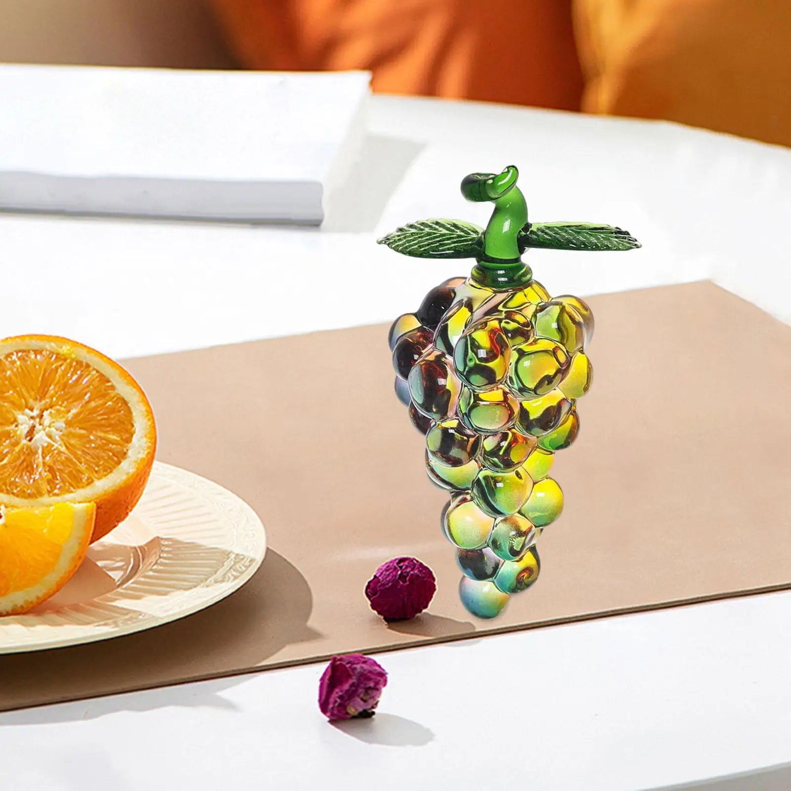 Glass Fruit Figurine Fruit Ornament Paperweight Cute Crafts Miniature Crystal Statue for Desktop Car Home Office Decoration Zpaxo D