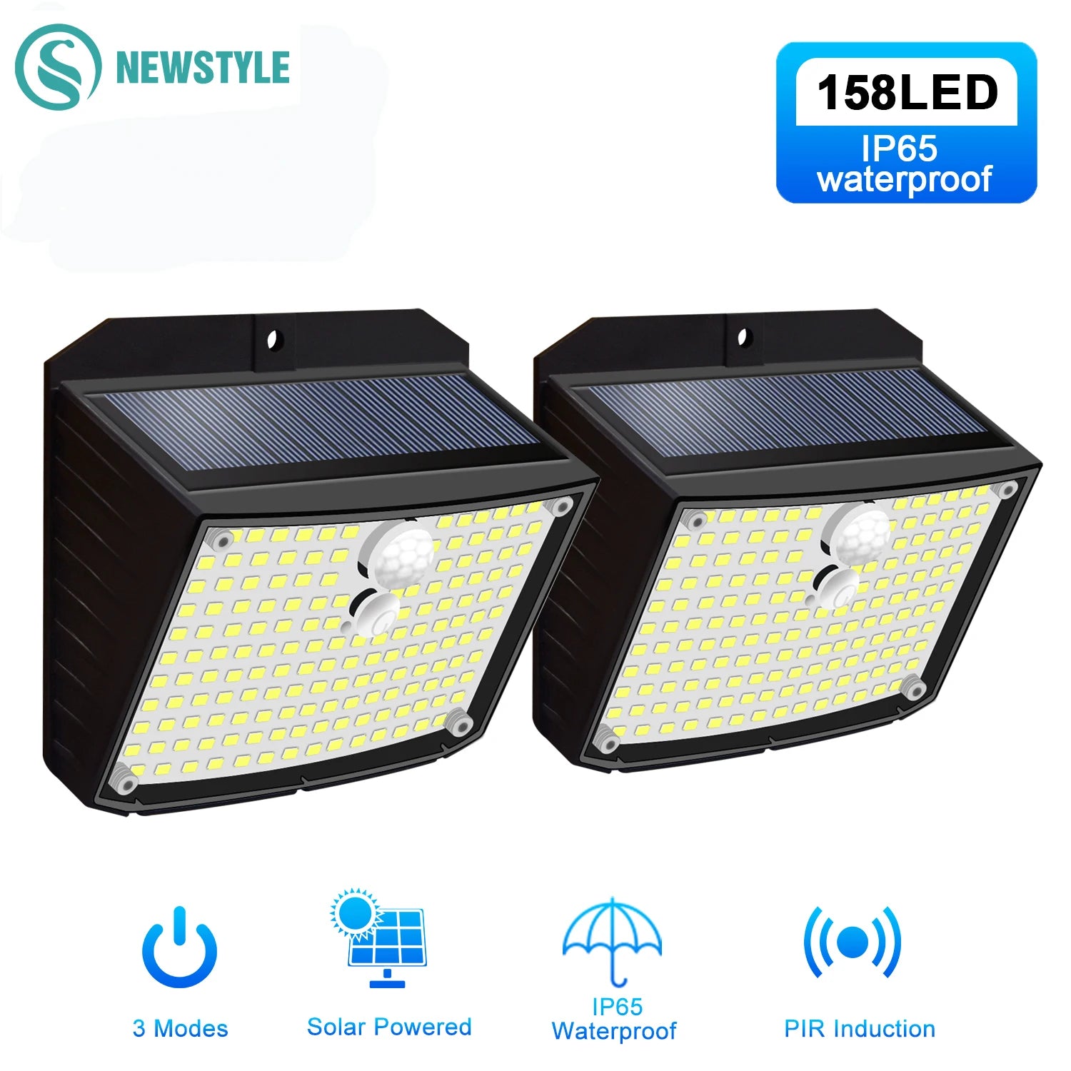 158 LED Solar Wall Lights Outdoor Security Light Motion Sensor Waterproof 3 Modes Courtyard Wall Lamp Garden Decor Garage Lamp Zpaxo