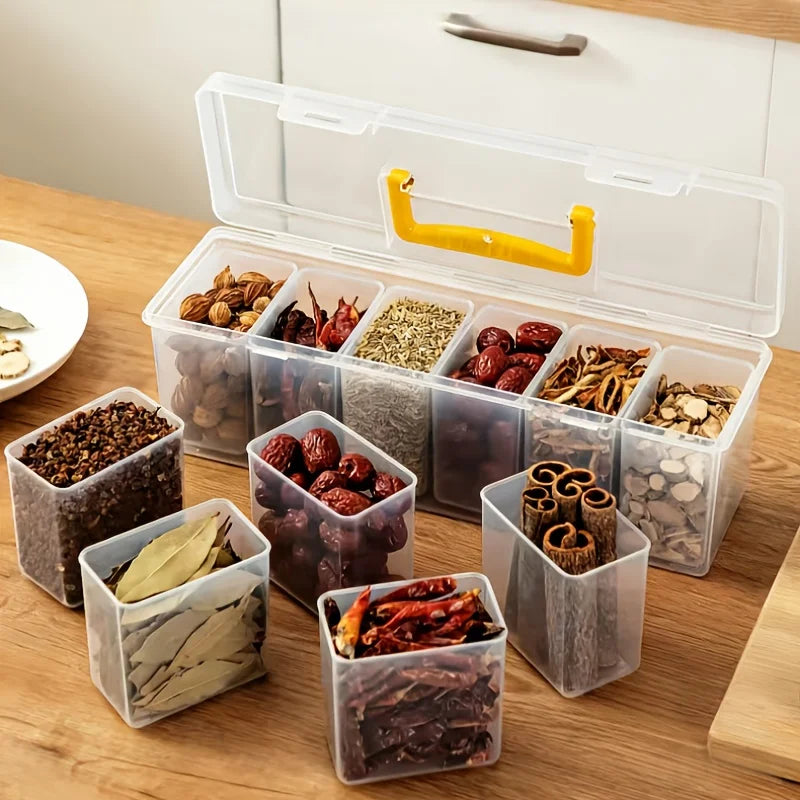 Spice Storage Containers Lids Stackable Divided Seasoning Box