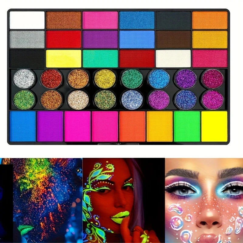 42 Colors Face Body Painting Water Soluble UV Neon Paint Art Makeup Zpaxo