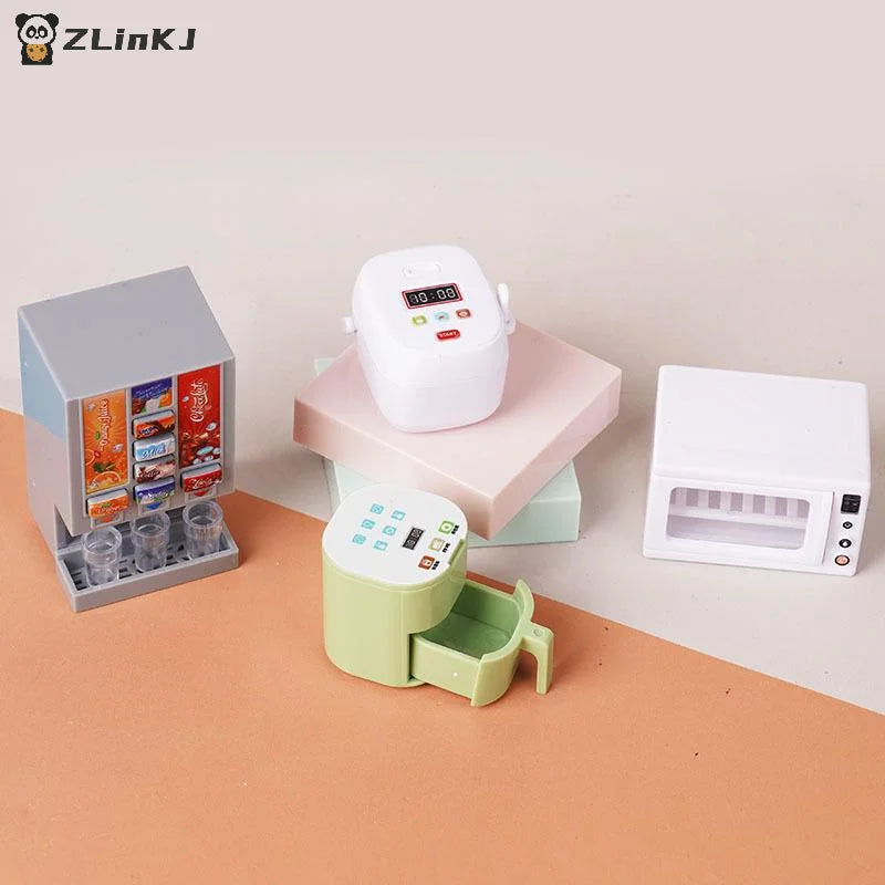 ▶1/12 Dollhouse Simulation Miniature Kitchen Appliances Model Dollhouse Air Fryer Beverage Machine Oven Rice Cooker Ornaments Zpaxo