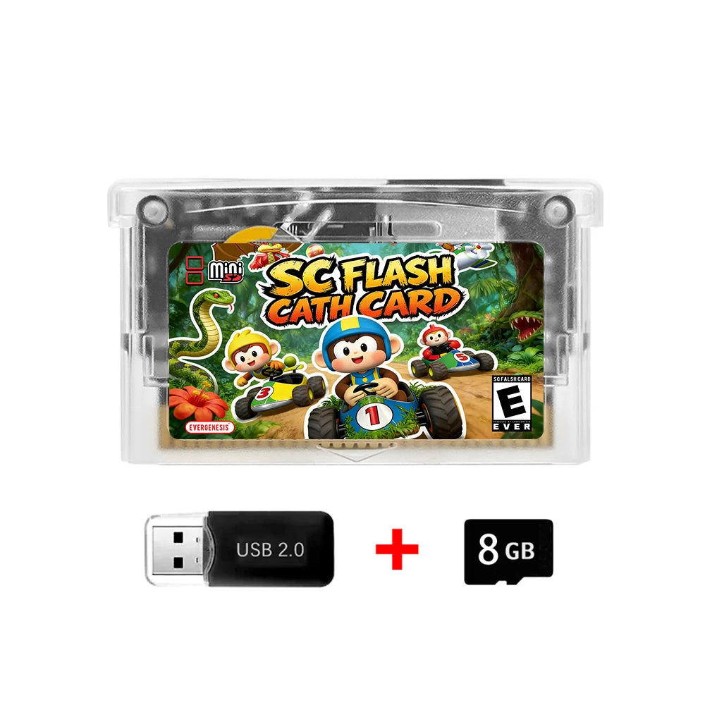 5000 in 1 Retro Games Cartridge New SCFW V2.0 GBA Flash Card with 8G TF Card RTC Flash for GBA/GBA SP/NDS Handheld Game Console Zpaxo White With 8G Card