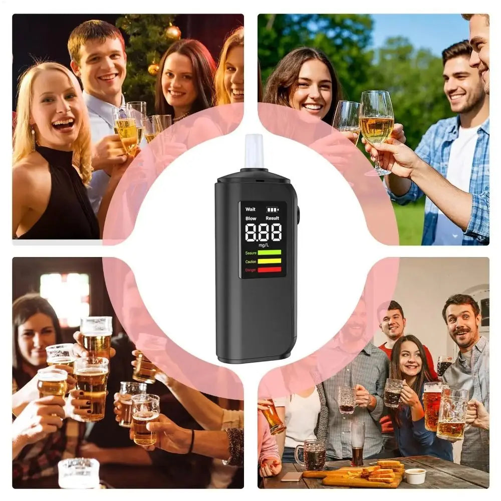 LED Digital Display Breathalyzer Analyzer Non-Touching Blowing LED Screen Digital Breathalyzer Durable Anti-slip Zpaxo