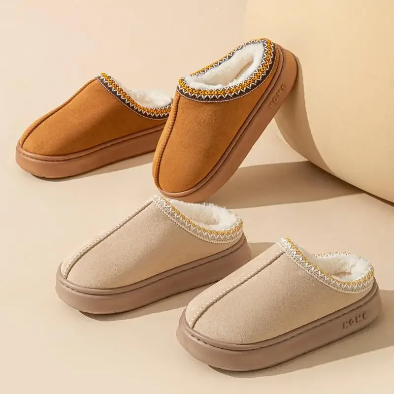 Thick-soled Fluffy Slippers Women's Fashionable Plush Winter Shoes