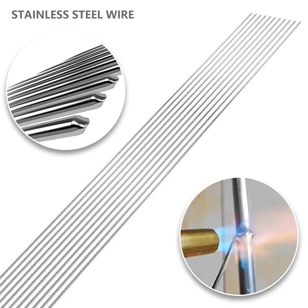 10pcs Stainless Steel Welding Rod Easy Melt Welding Bars Low Temperature 1.2/1.6/2.4 mm Long Weld Wire Rods Weld Household Tools Zpaxo