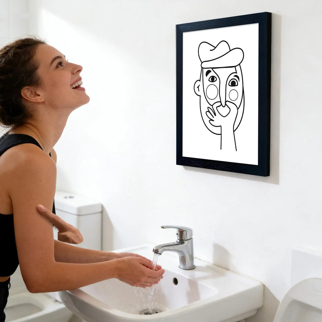 Funny Bathroom Wall Decor 30x40cm Unframed Poster Humorous Pinching