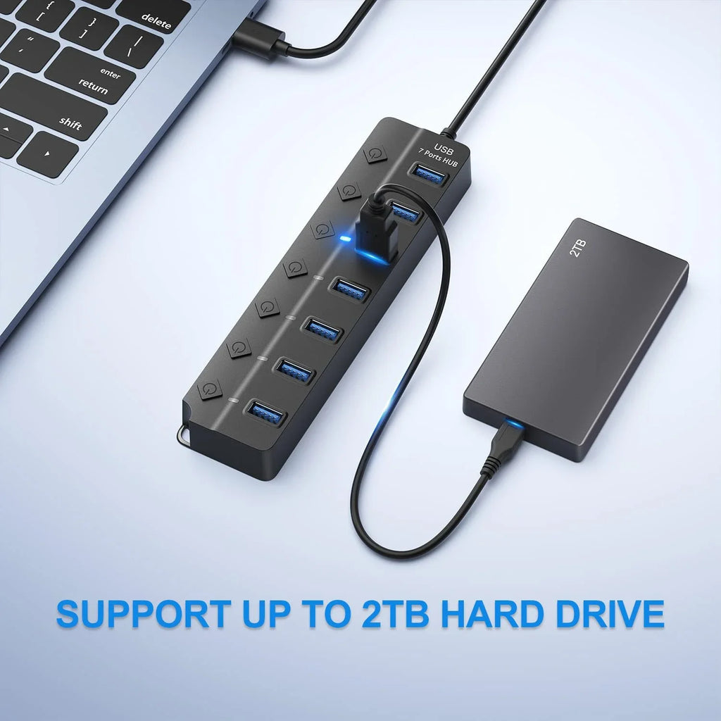 USB Hub Speed Multi Splitter Adapter 7 Port 4 Multiple Expander Zpaxo
