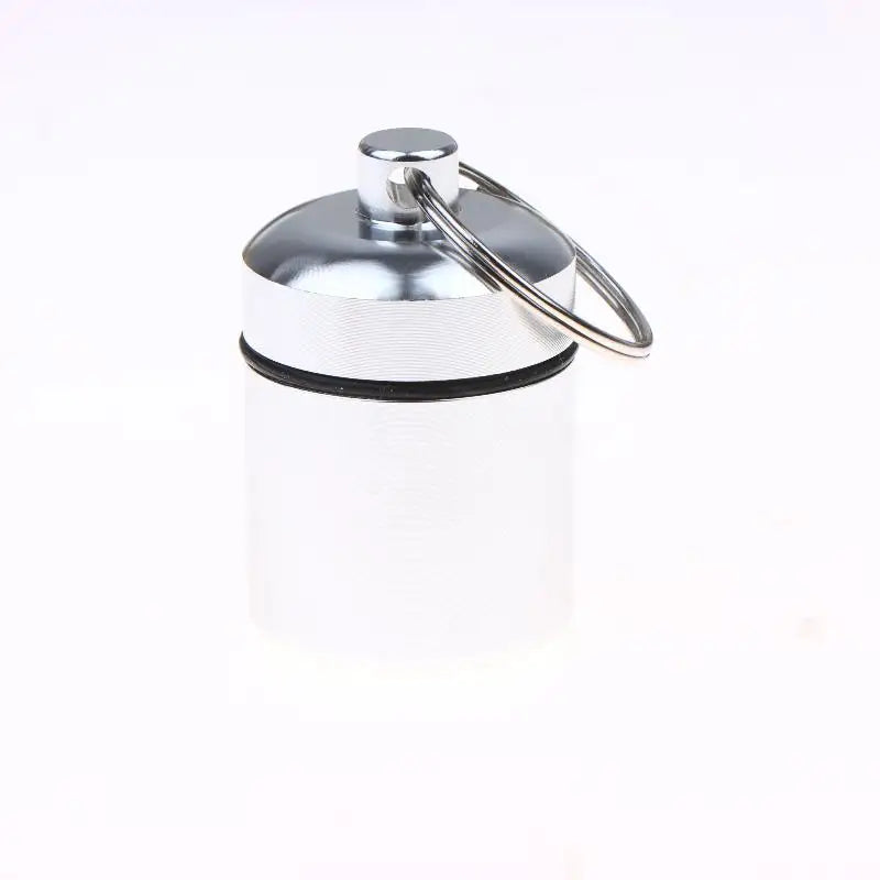 CMAluminum Alloy Pill Case Keychain Portable Waterproof Mini Storage Zpaxo Silver