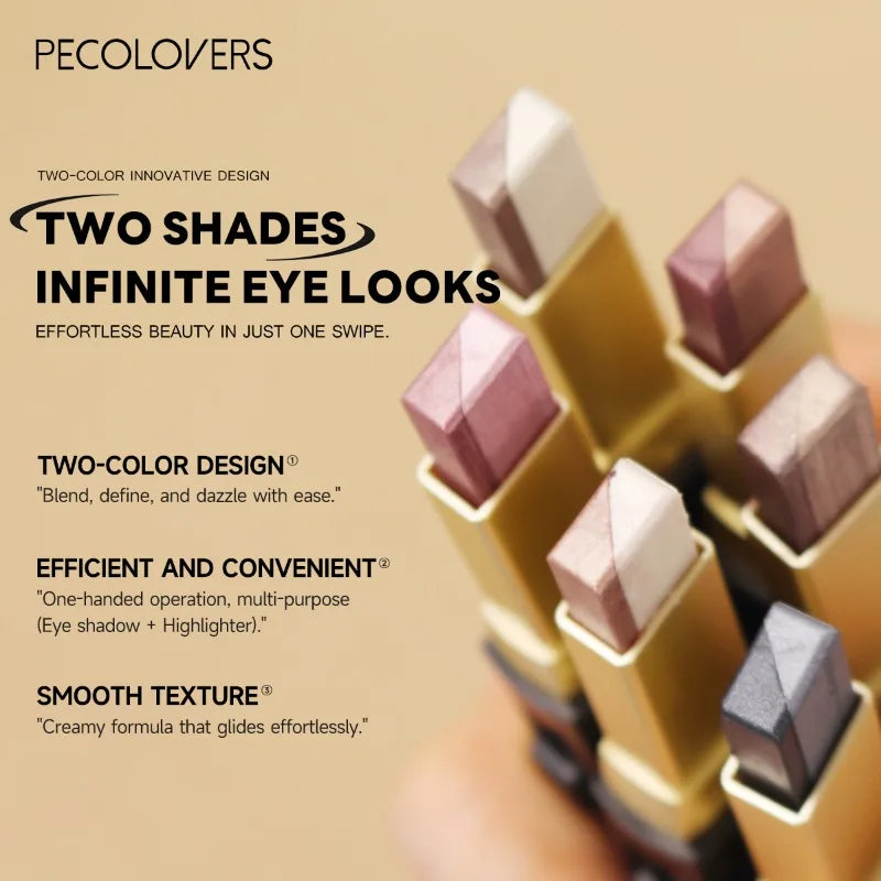 Double Color Eyeshadow Stick Glitter Highlight Shadow Stick Eye Makeup Waterproof Lasting Shimmer Metallic Eyeshadow Makeup Zpaxo