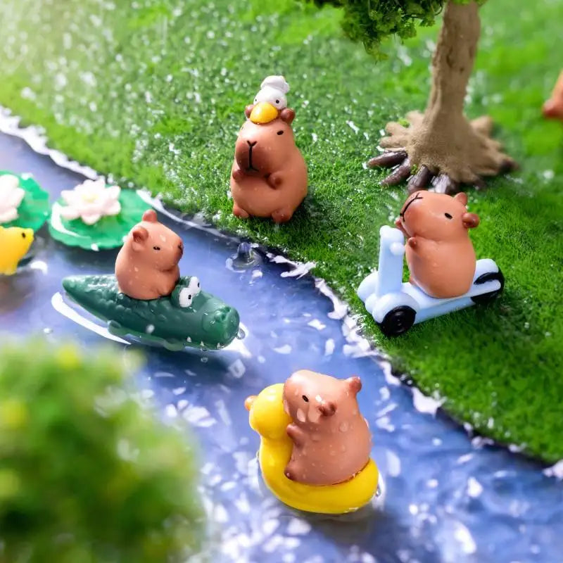 Mini Capybara Resin Figurines 2Pcs | Fairy Garden & Moss Decor