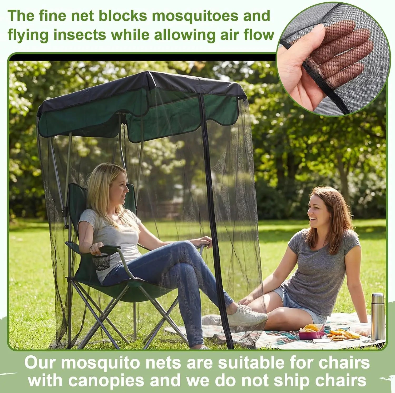 Foldable Waterproof Fine Mesh Chair Cover Mosquito Protection