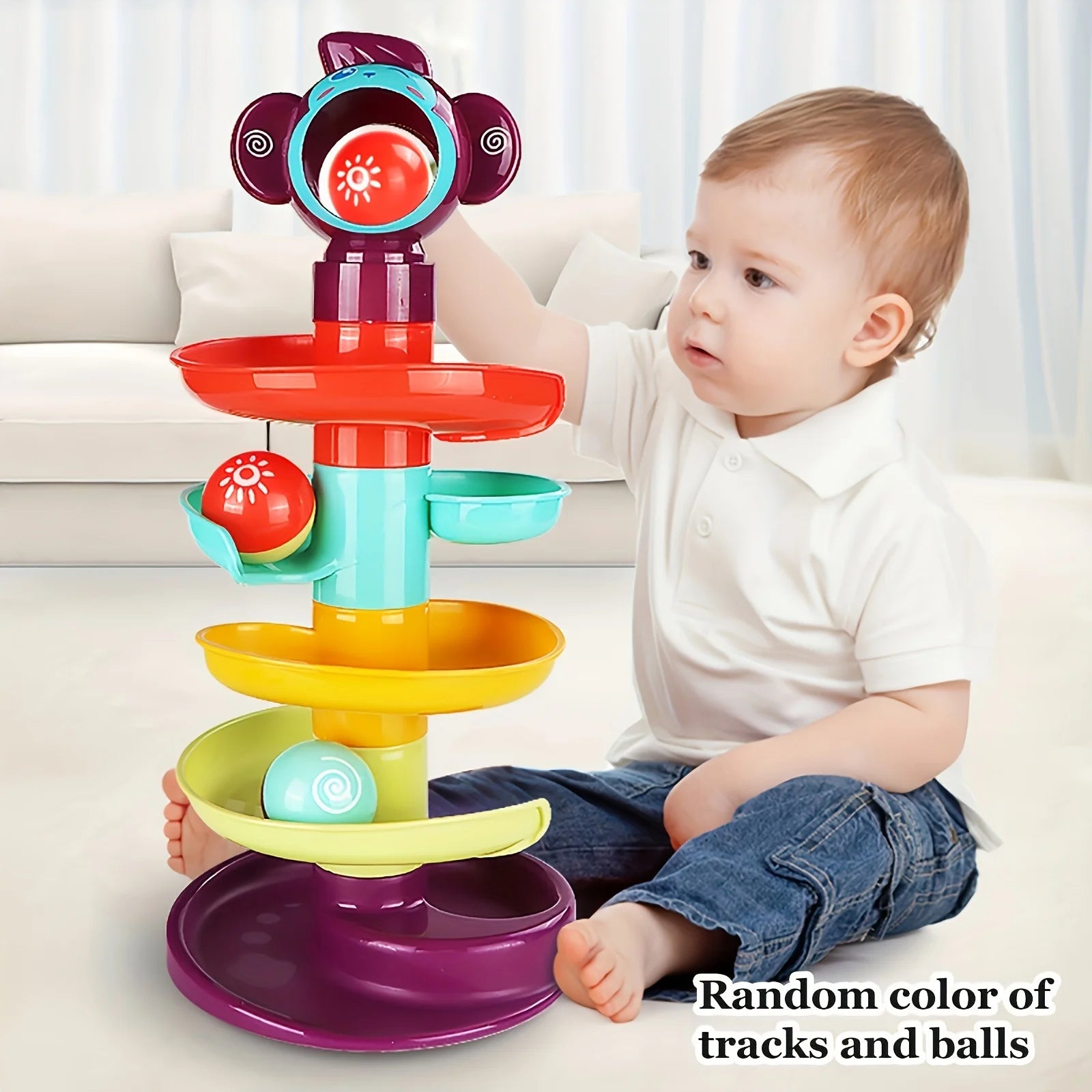 Educational Ball Track Tower Toy Rolling Spinning Balls Fine Motor