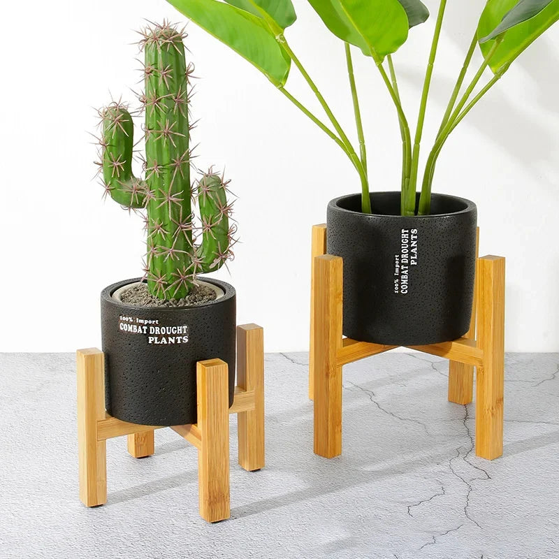 Small Durable Wood Planter Pot Trays Flower Pot Rack Strong Free Standing Bonsai Holder Home Garden Indoor Display Plant Stand Zpaxo