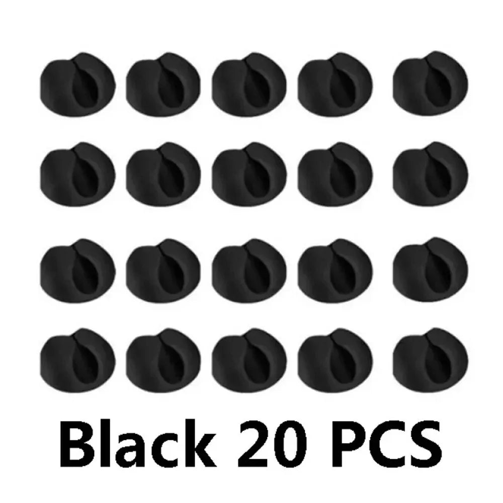 20-Pack Silicone Cable Clips – Wire & Cord Organizer Cable Organizer Clips Zpaxo Black