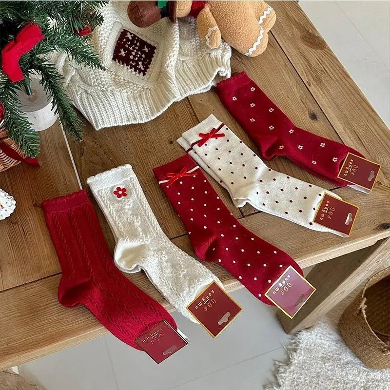 5 Pairs Christmas Socks Women Cute Santa Claus Autumn Winter Elk Zpaxo