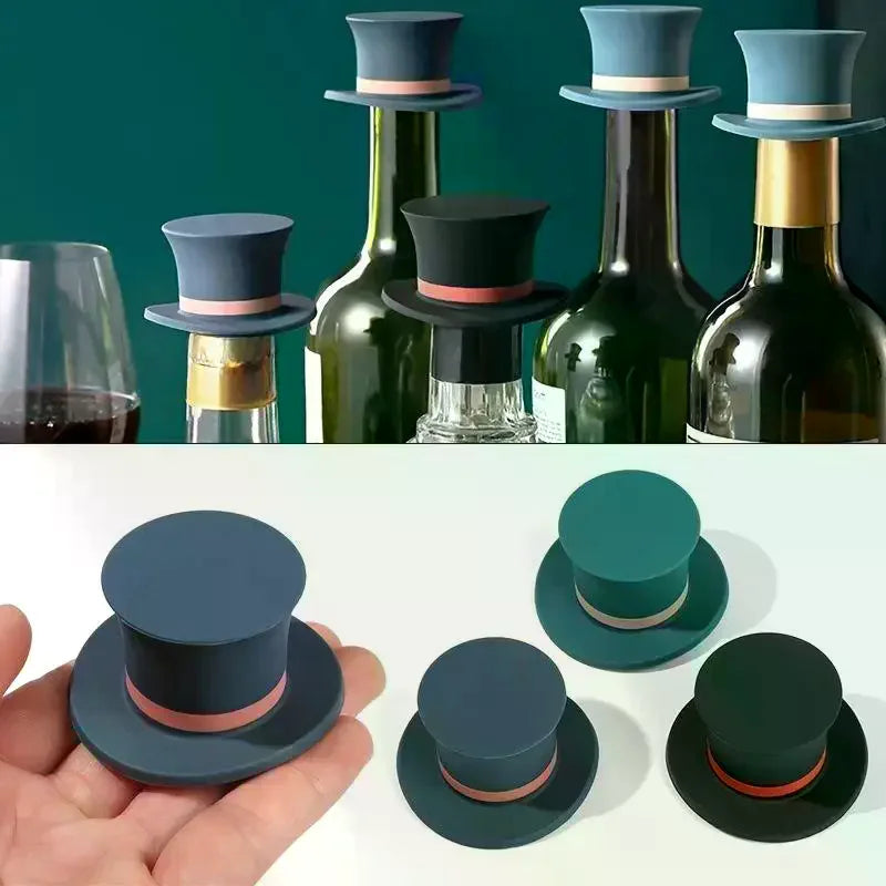 1/3pcs Magic Hat Silicone Wine Stopper Reusable Dustproof Bottle Seal For Freshness Home Bar Christmas Party Use Zpaxo
