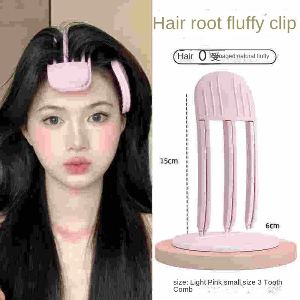 Air Bangs Hair Root Fluffy Clips Cushion Hair Root Hair Styling Tools Curling Hairpin Telescopic Exquisite Plastic Hair Curlers Zpaxo Light Pink-3 Teeth