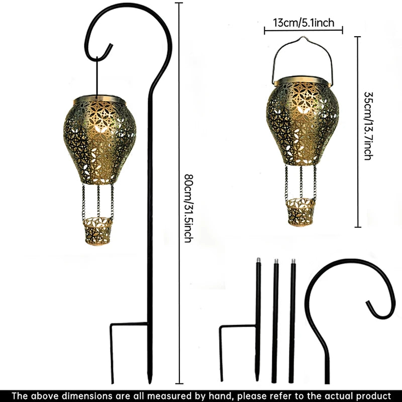 Solar Air Balloon Garden Landscape Lights Outdoor Iron Lantern Lawn Zpaxo