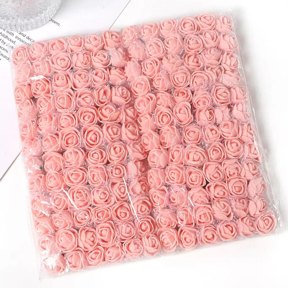 Mini Foam Rose Flower Bouquet Artificial Roses Wedding Party Zpaxo Peach