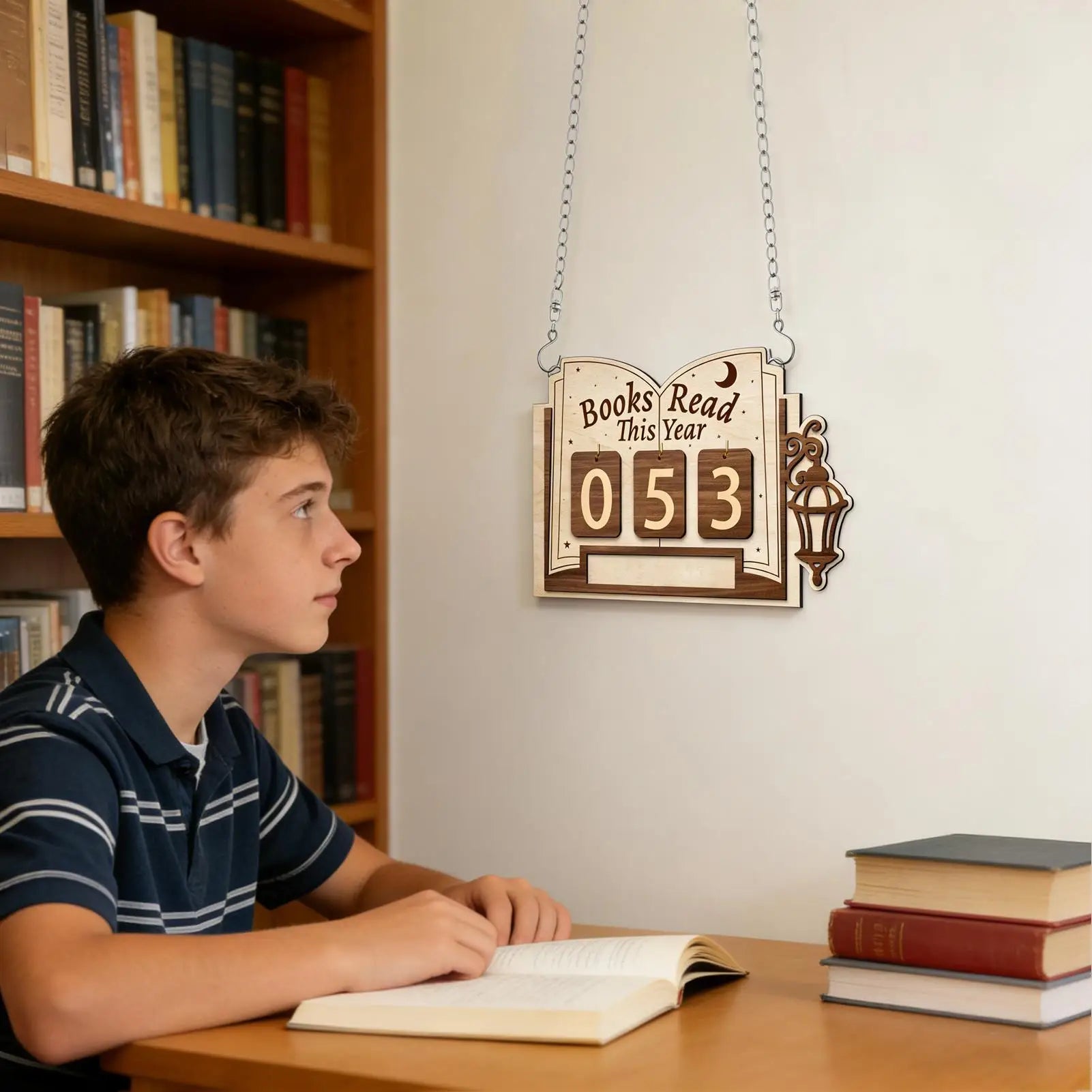Books Read This Year Counter Wood Library Decor Book Read Tracker Board for Readers Students Teachers Librarians Writers Authors Zpaxo