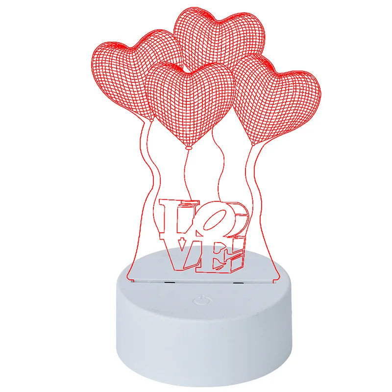 Acrylic 3D Pattern LED Night Light – USB Desktop Lamp with Switch