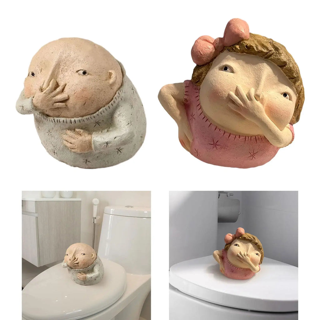 Vulgar Figurine Bathroom Decoration Creative Weird Decor Modern Art Statue Kitschy Figurine Holding Nose Bathroom Statue Zpaxo