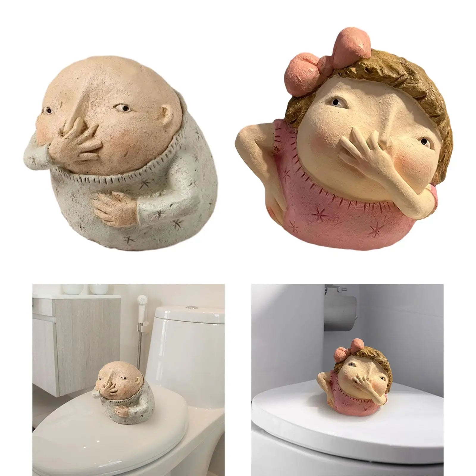 Vulgar Figurine Bathroom Decoration Creative Weird Decor Modern Art Statue Kitschy Figurine Holding Nose Bathroom Statue Zpaxo