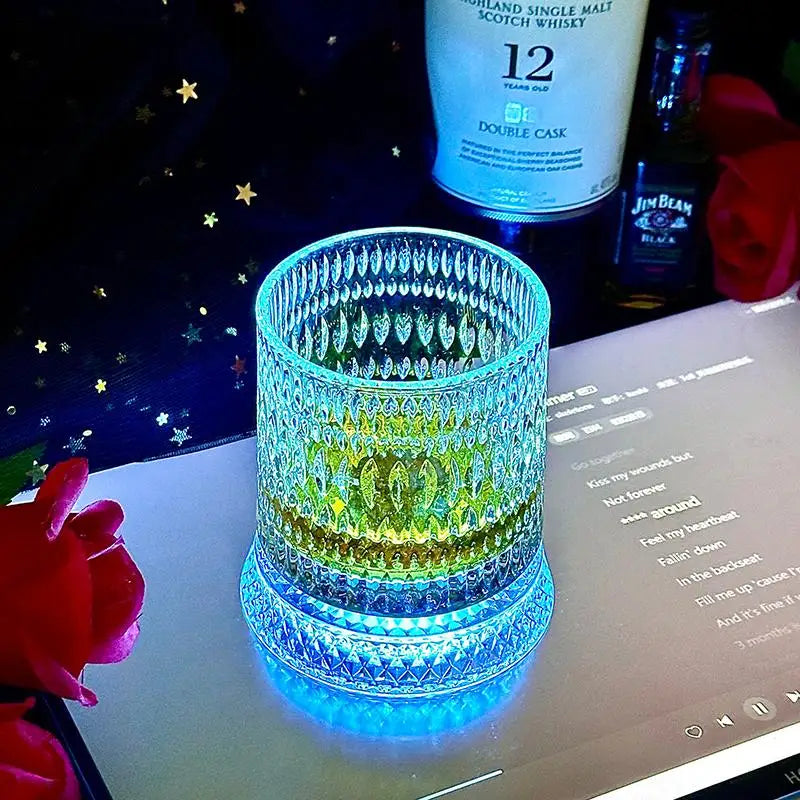 360° Rotating Glass Cup with LED Base | Brandy Cocktail Glass