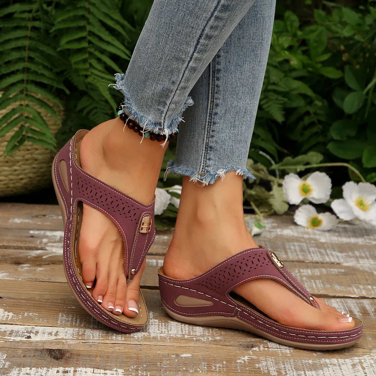 Flip Flops Summer Wedge Sandals Fashion Orthopedic Slippers Slides Zpaxo