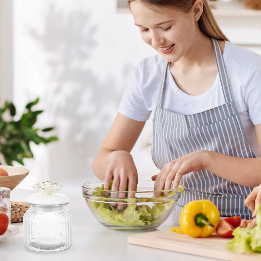 Clear Glass Food Storage Jar Ceramic Lid Transparent Sealed Kitchen