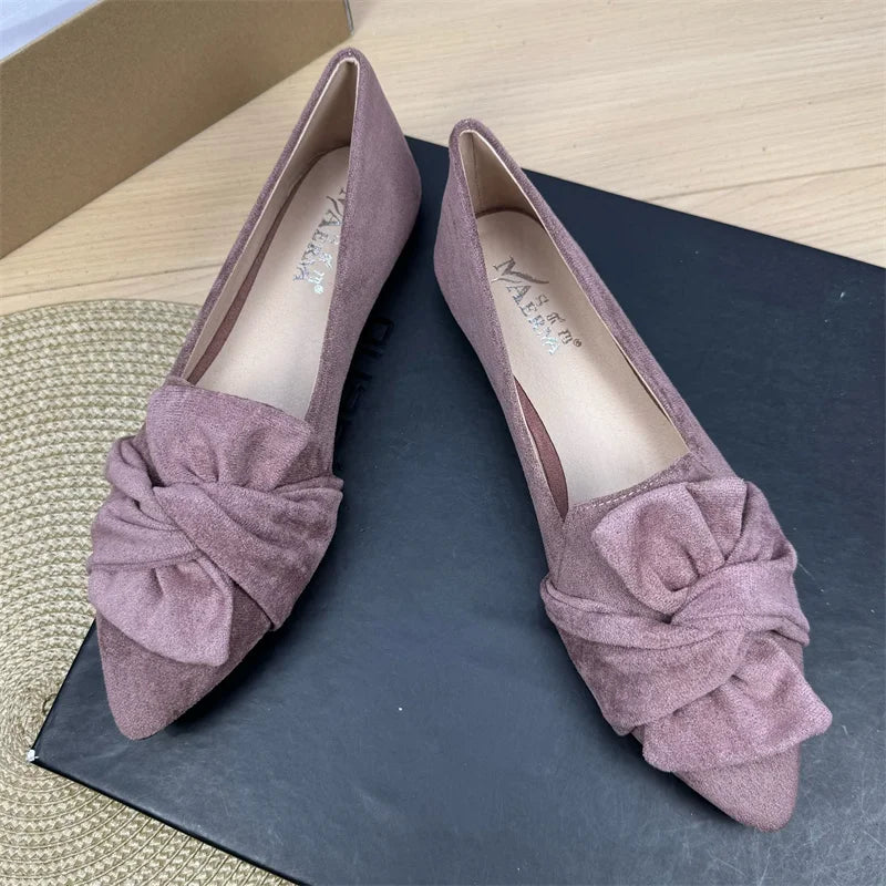 Sharp Pointed Toe Loafers Flat Shoes, Women's 2025 Spring and Autumn New Butterfly Bow Shoes Plus Size Women's Shoes Ladies Zpaxo 21 38