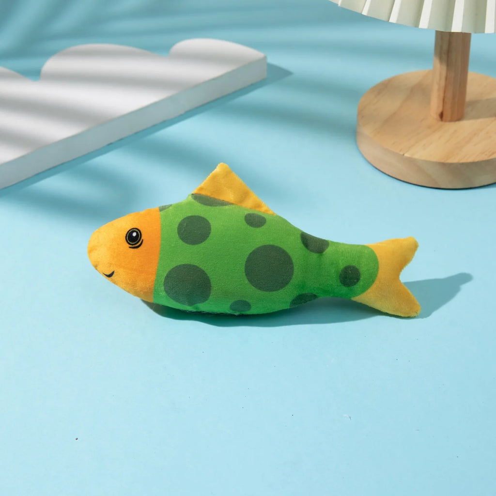 Interactive Catnip Toy Cat Grass Inside Enhance Bond Fish Shape Bite