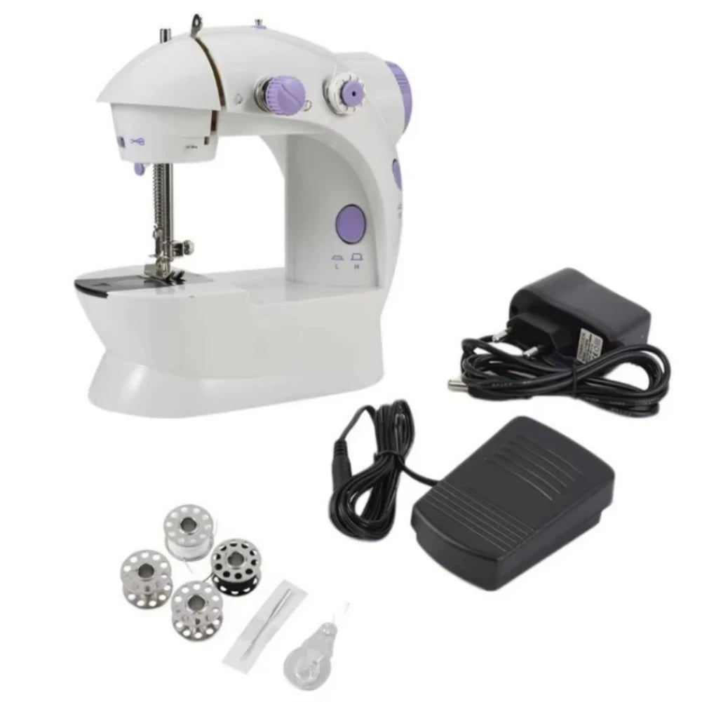 Mini household electric sewing machine, single line, suitable for voltage 100-240V, foot switch, with LED light, expansion table Zpaxo