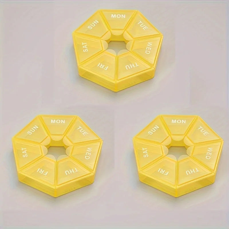 Convenient 7-Grid Pill Box Organizer Rainbow Colors Perfect Weekly