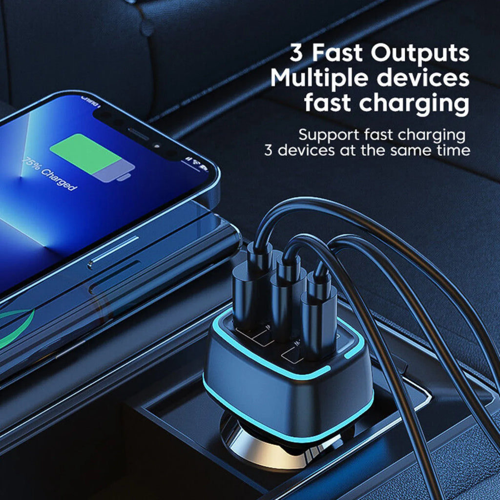 105W Car Charger Quick Charge USB C PD 65W Fast Charging Adapter
