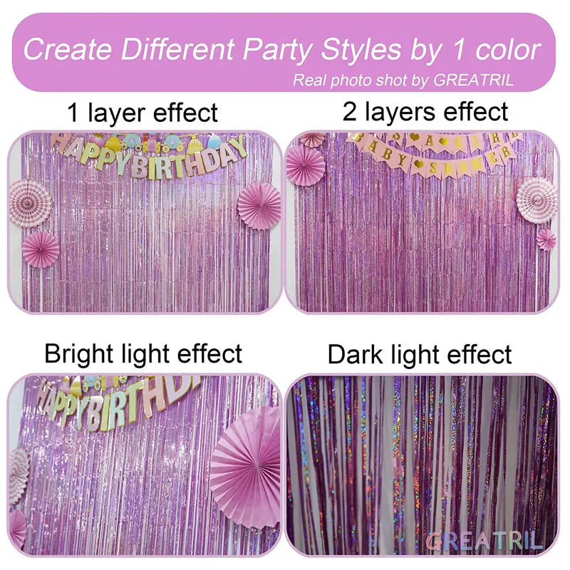1 2 3 Meters Party Backdrop Wedding Decor Curtains Tinsel Curtain