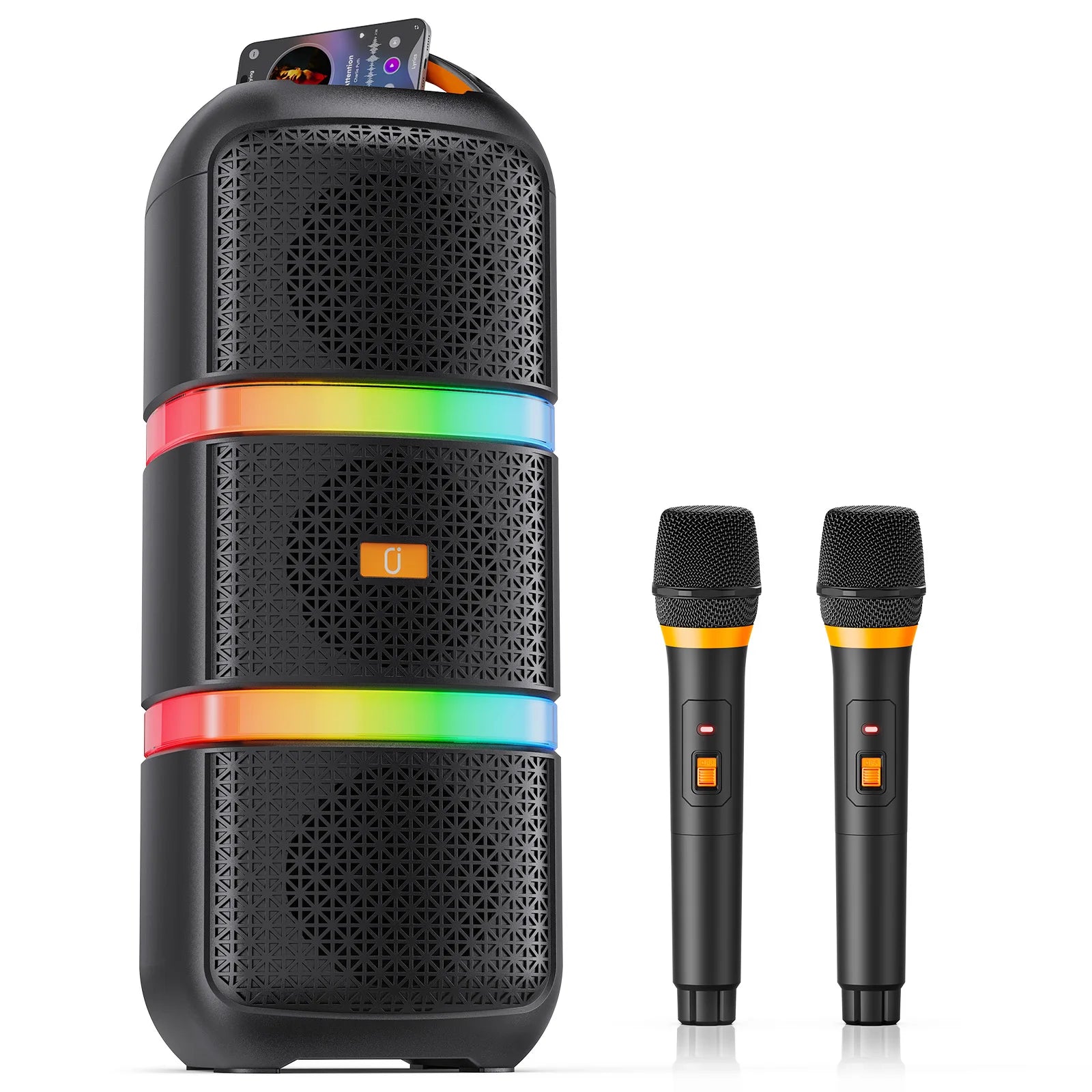 Fanfun 2 Wireless Microphones Series Karaoke Machine Treble Bass