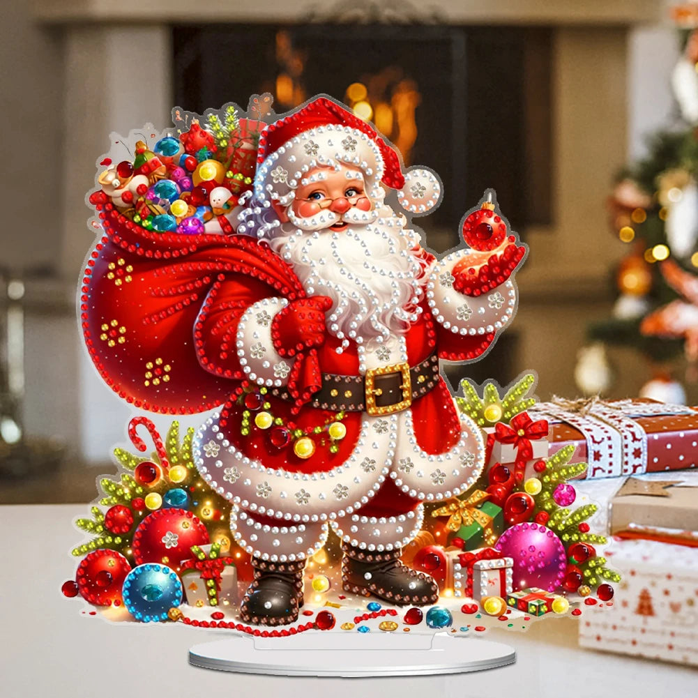 Acrylic Christmas Gingerbread Man Table Top Diamond Painting Ornament Kits Rhinestones Desktop Ornaments for Home Office Decor Zpaxo